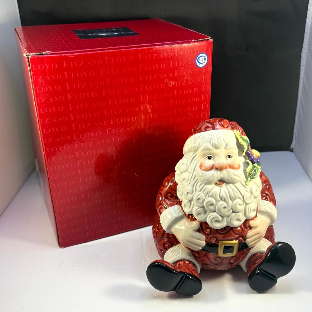 Fitz and Floyd Santa Claus Cookie Jar Ceramic‎ Holiday Decor